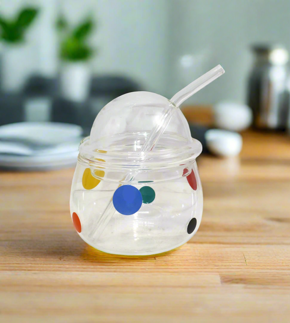 glass jar & lid dots china