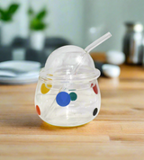 glass jar & lid dots china