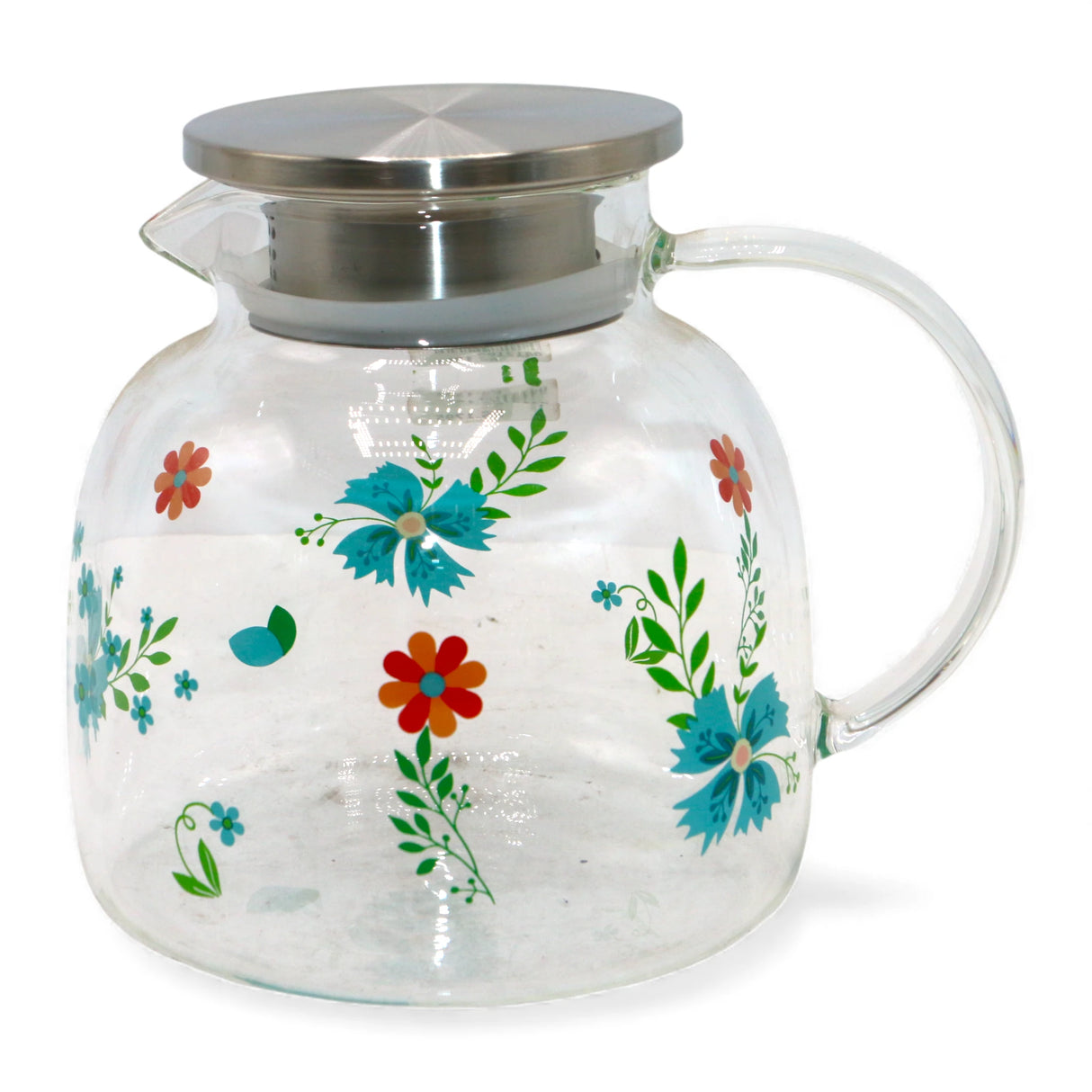 glass jug & lid flower china