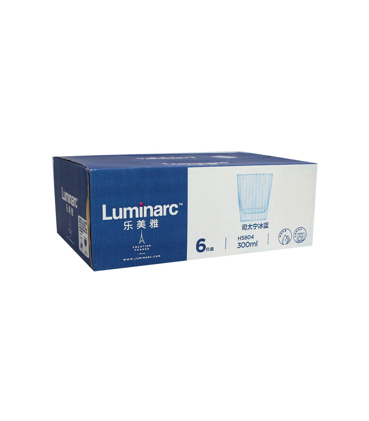 luminarc glass 6pc china v5804 blue