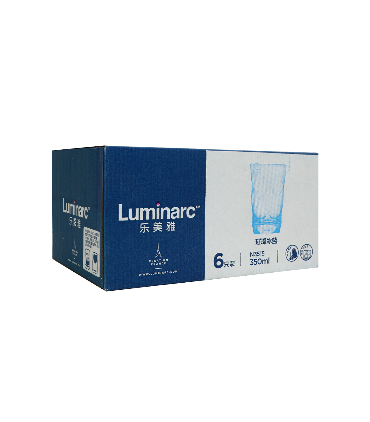 luminarc glass 6pc china v3515 ice blue