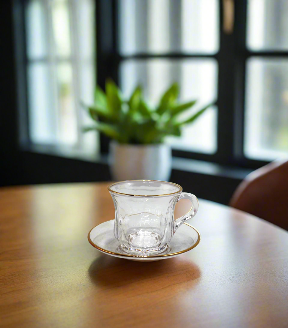 blinkmax glass cup & saucer set china ktzb60