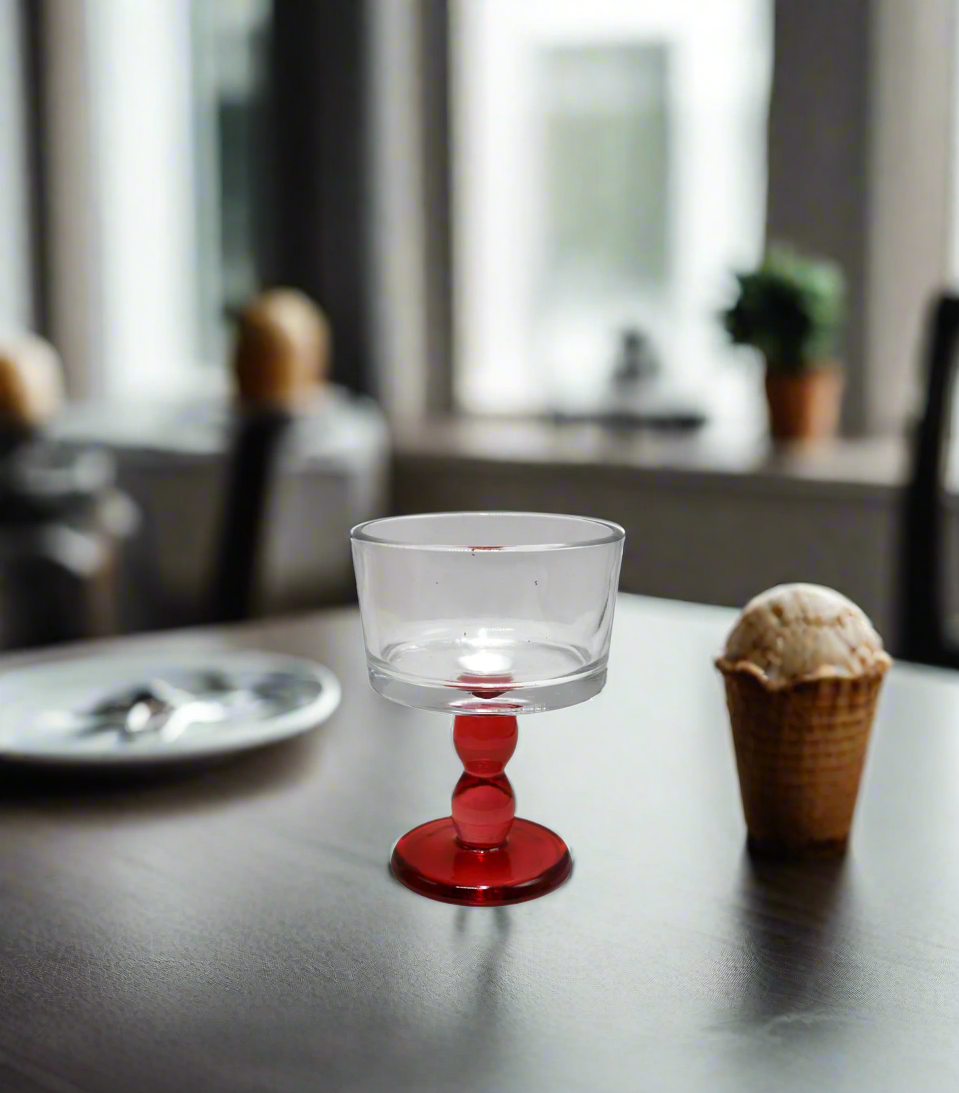 glass icecream cup 6pc china 180 red base