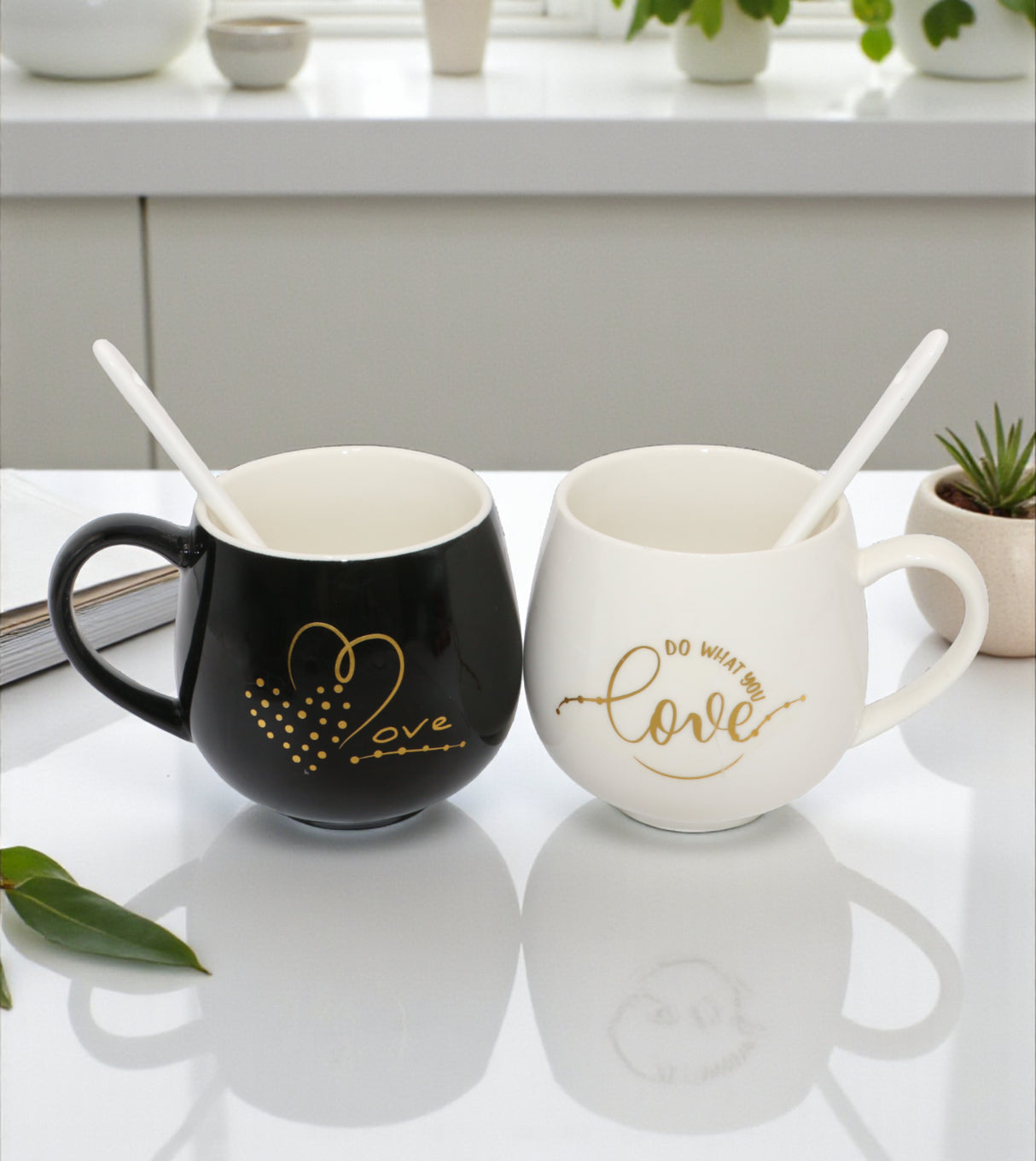 ceramic mug & spoon 2pc china