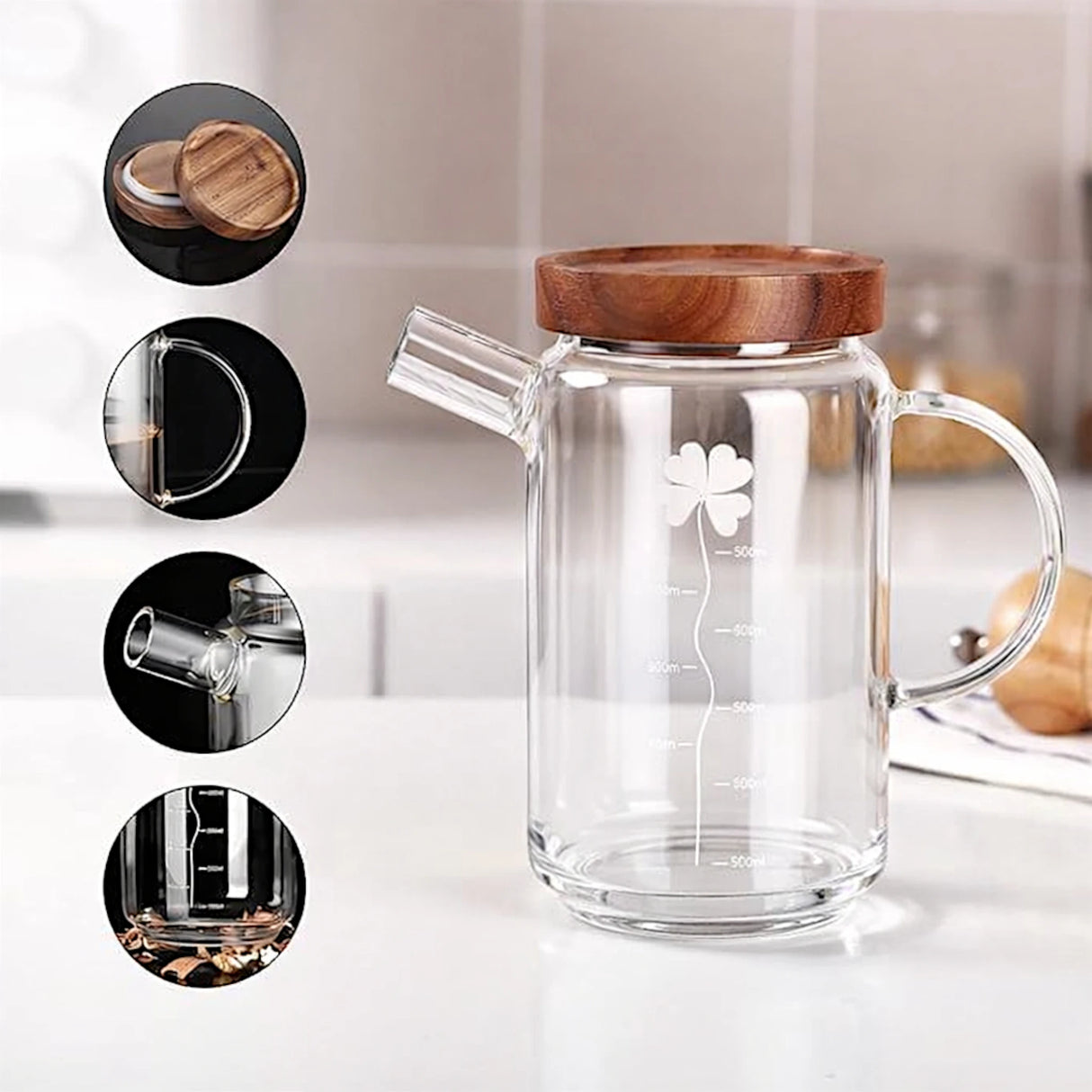 glass jug & wood lid 500ml china