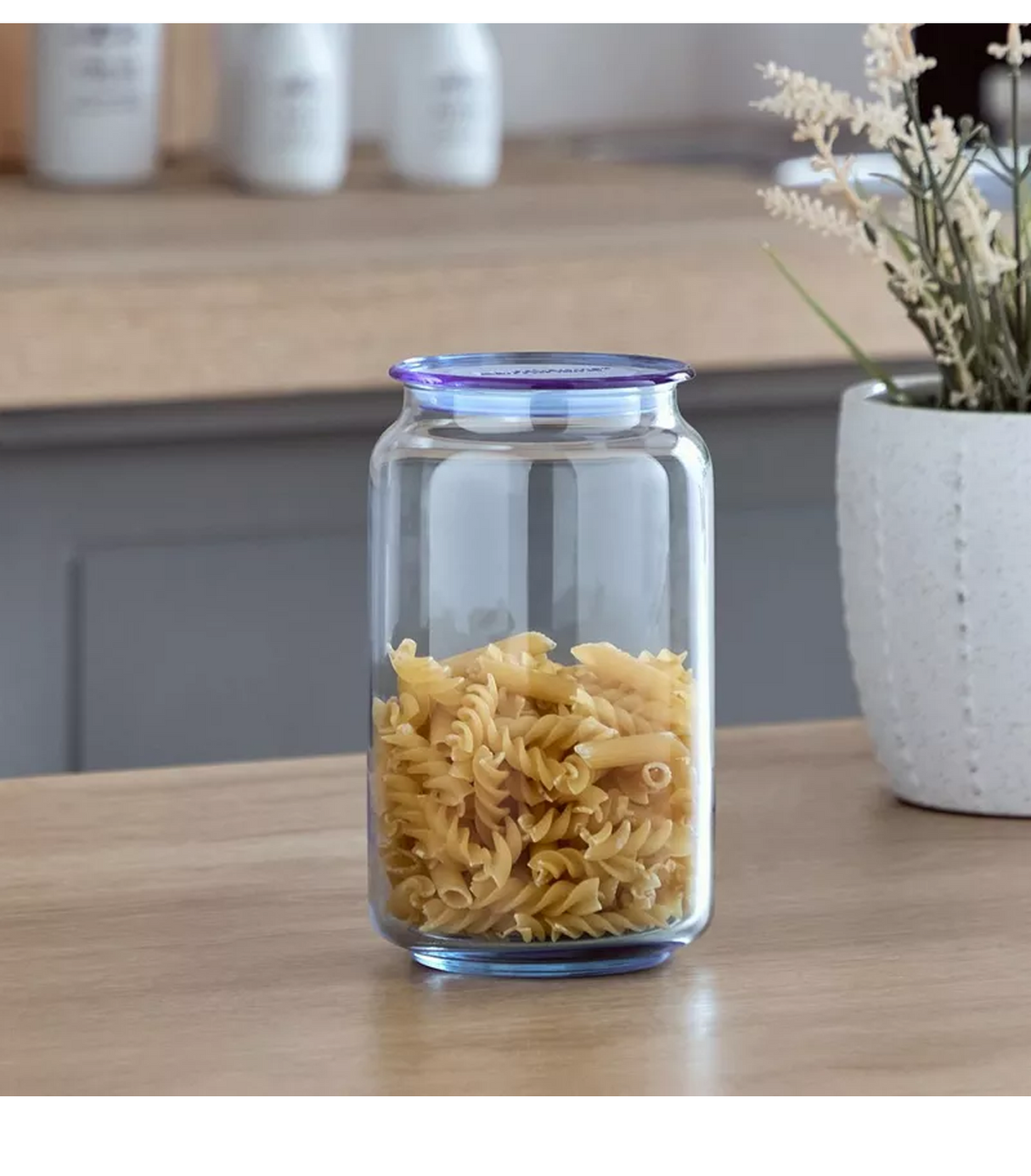 luminarc glass jar & lid blue china l0364