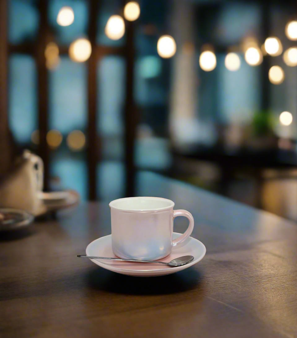 ceramic cup & saucer 2pc with spoon china 2151