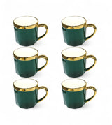 ceramic mug 6pc with metal stand green china 6819