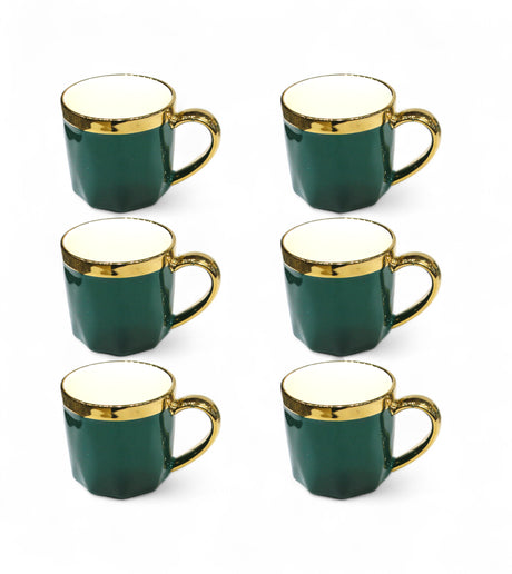 ceramic mug 6pc with metal stand green china 6819