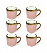 ceramic mug 6pc with metal stand pink china 6819-p