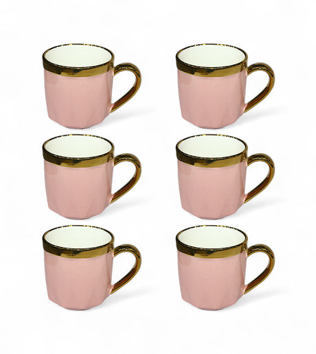 ceramic mug 6pc with metal stand pink china 6819-p