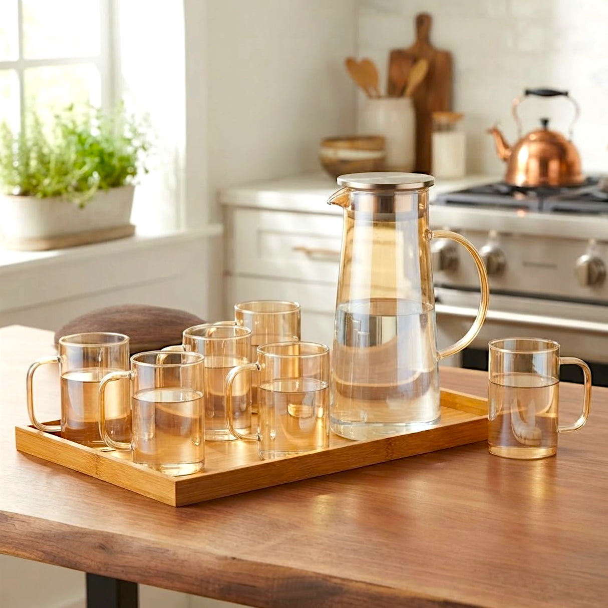 glass water set 8pc golden china gph27y/l8ha