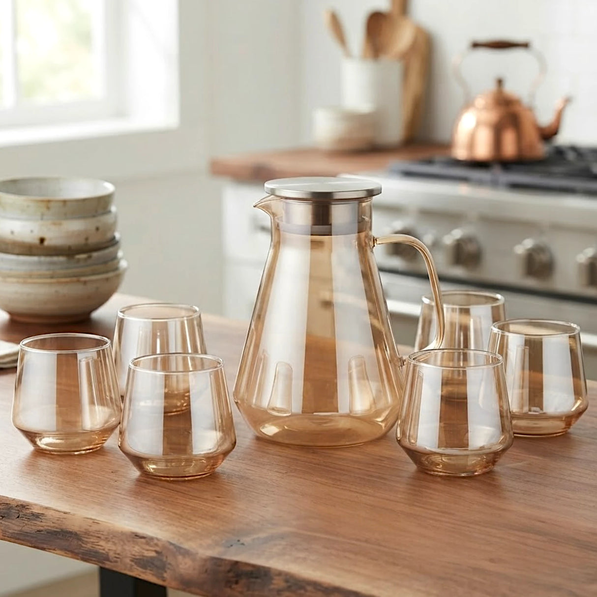 glass water set 7pc china golden gph78/l7