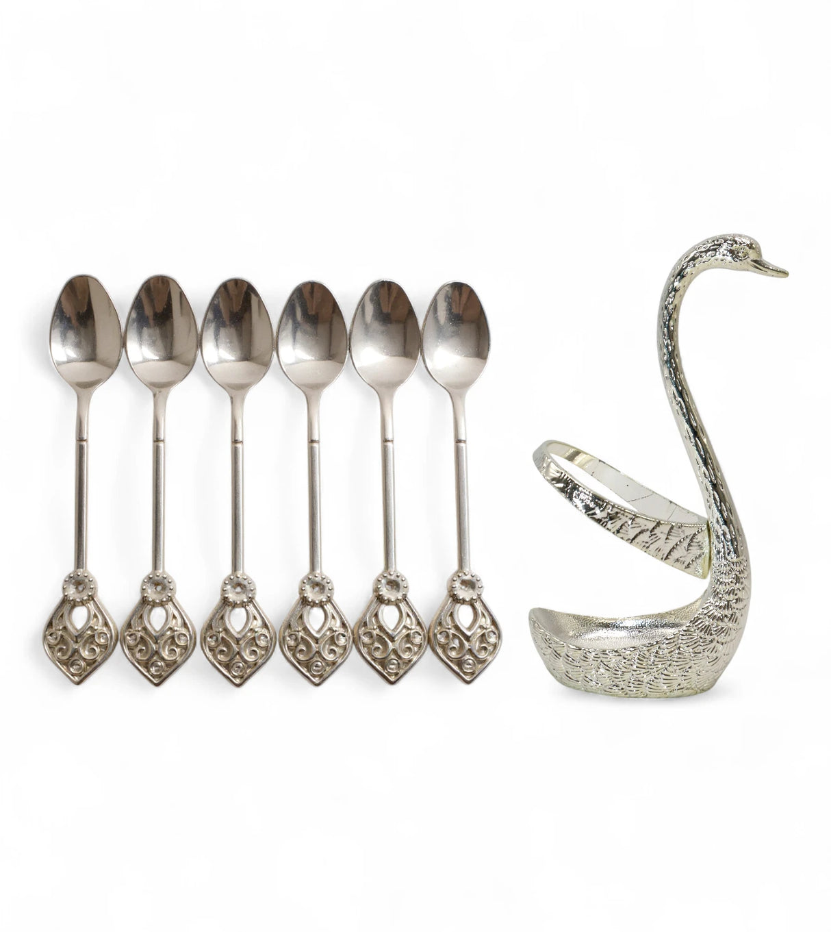 swan spoon set 6pc silver china