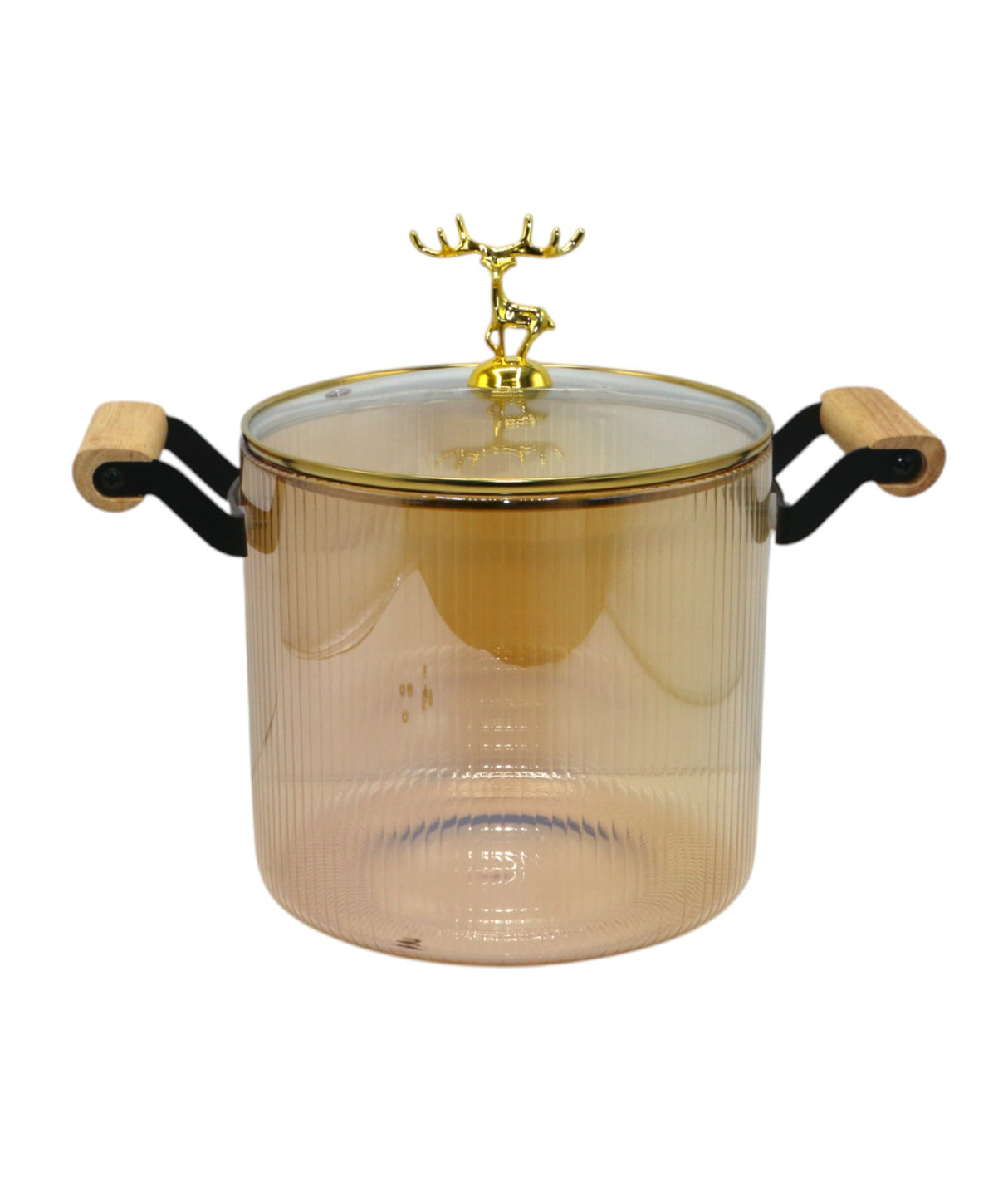 glass casserole 5.5l golden wodd handle china 16160-21