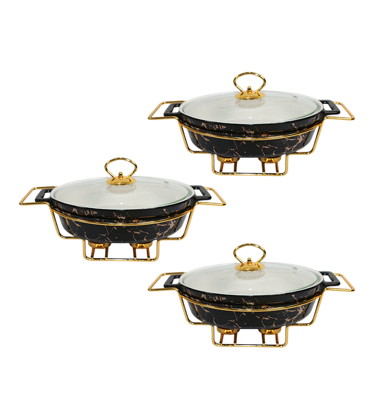 ceramic casserole 3pc oval black china