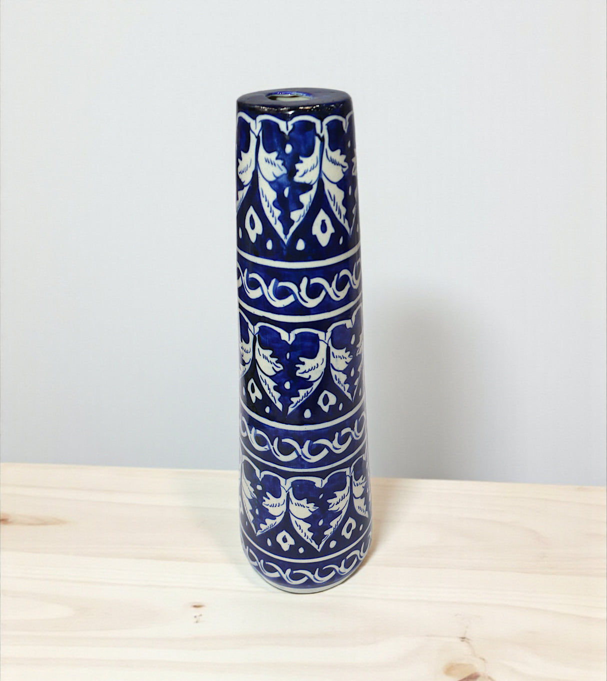blue pottery flower vase