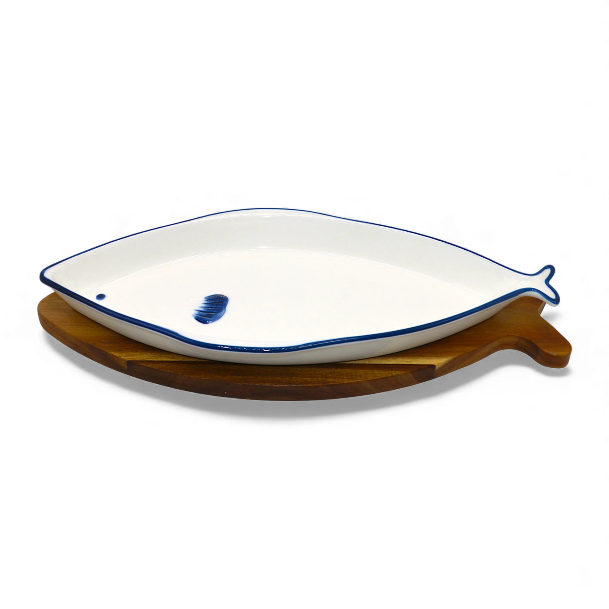 danny home ceramic fish tray with wood stand china czt201-5