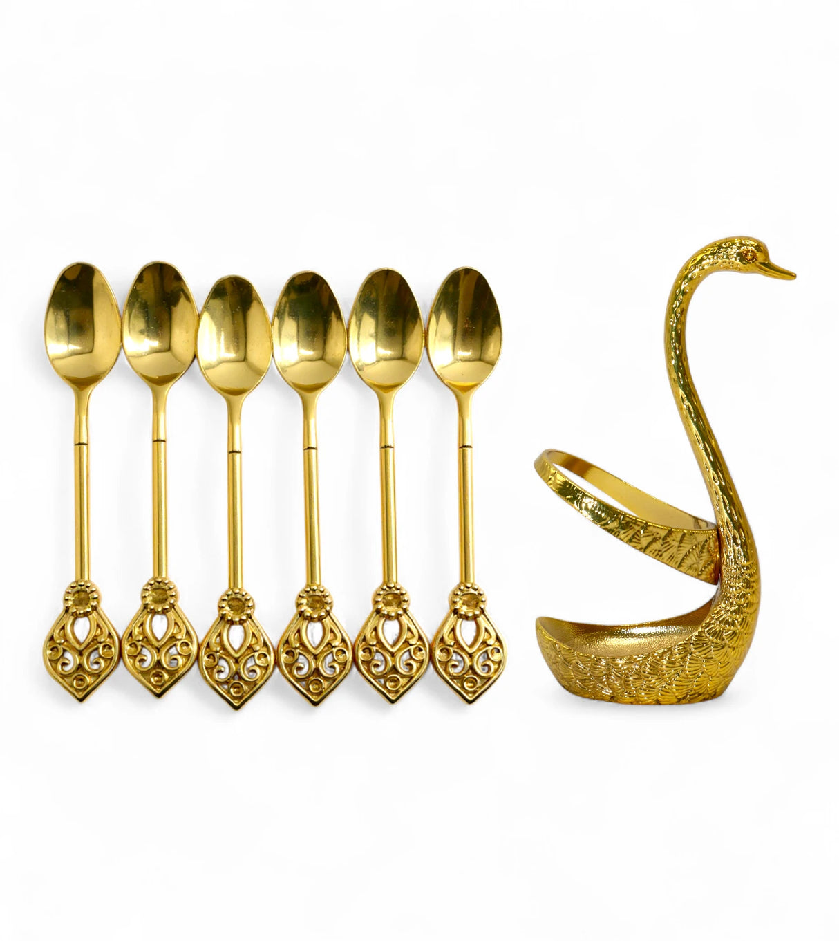 swan spoon set 6pc golden china