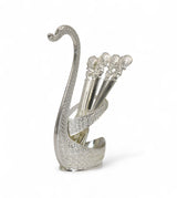 swan spoon set 6pc silver china