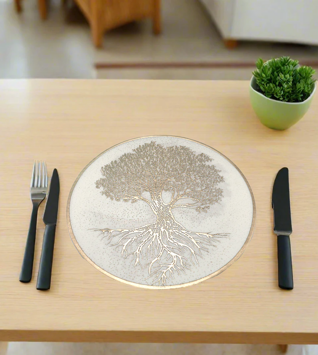 pvc table mat 1pc 38x38cm white & golden tree des china 612-28