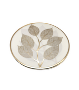 pvc table mat 1pc 38x38cm white & golden leaf china d058