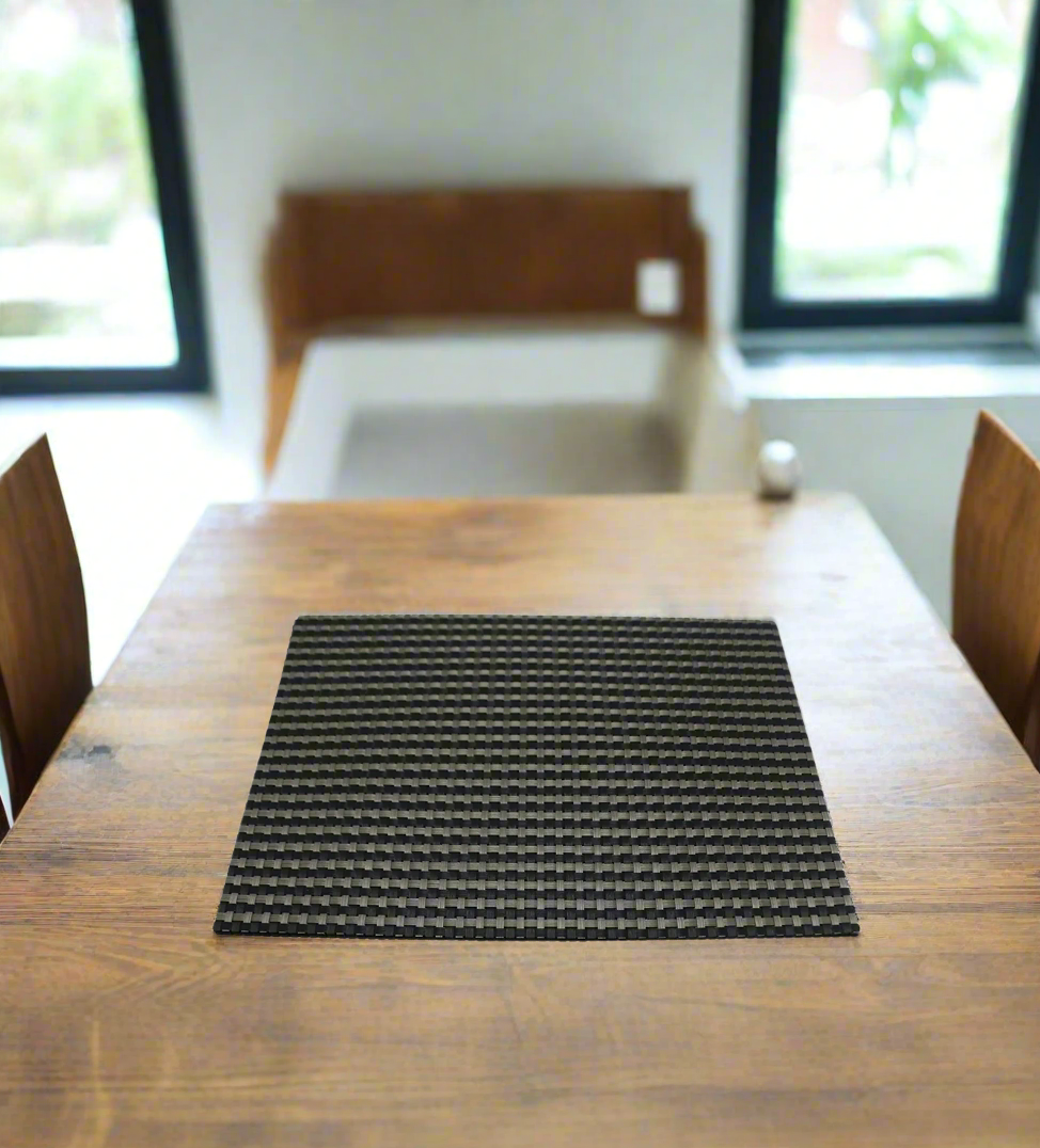 pvc table mat 1pc 45x12cm grey & black shade china d693
