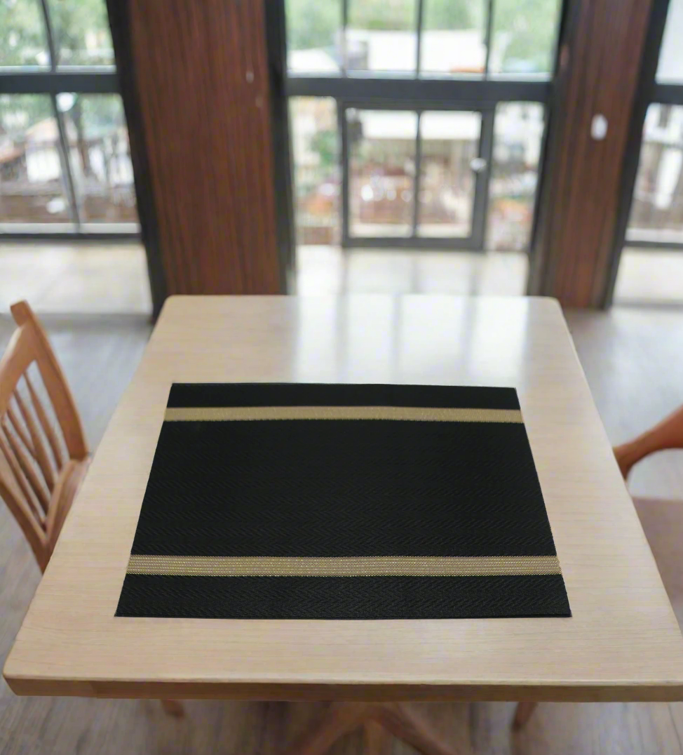 pvc table mat 1pc 45x12cm black & golden lines china d029