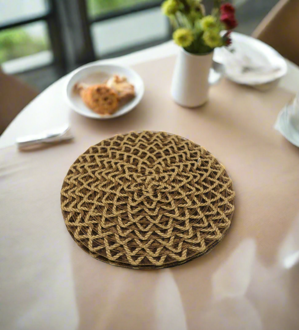 jute table mat 1pc 38x38cm camel brown china d042