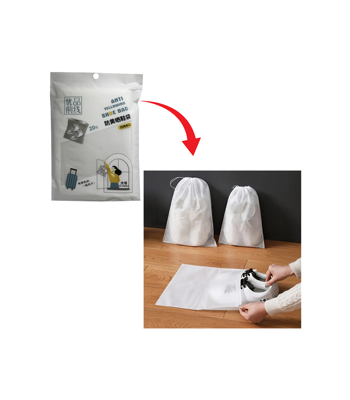 shoe cover bag 20pc 31.5x48 china 1578