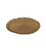 table mat 1pc round brown china