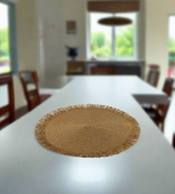 table mat 1pc round brown china