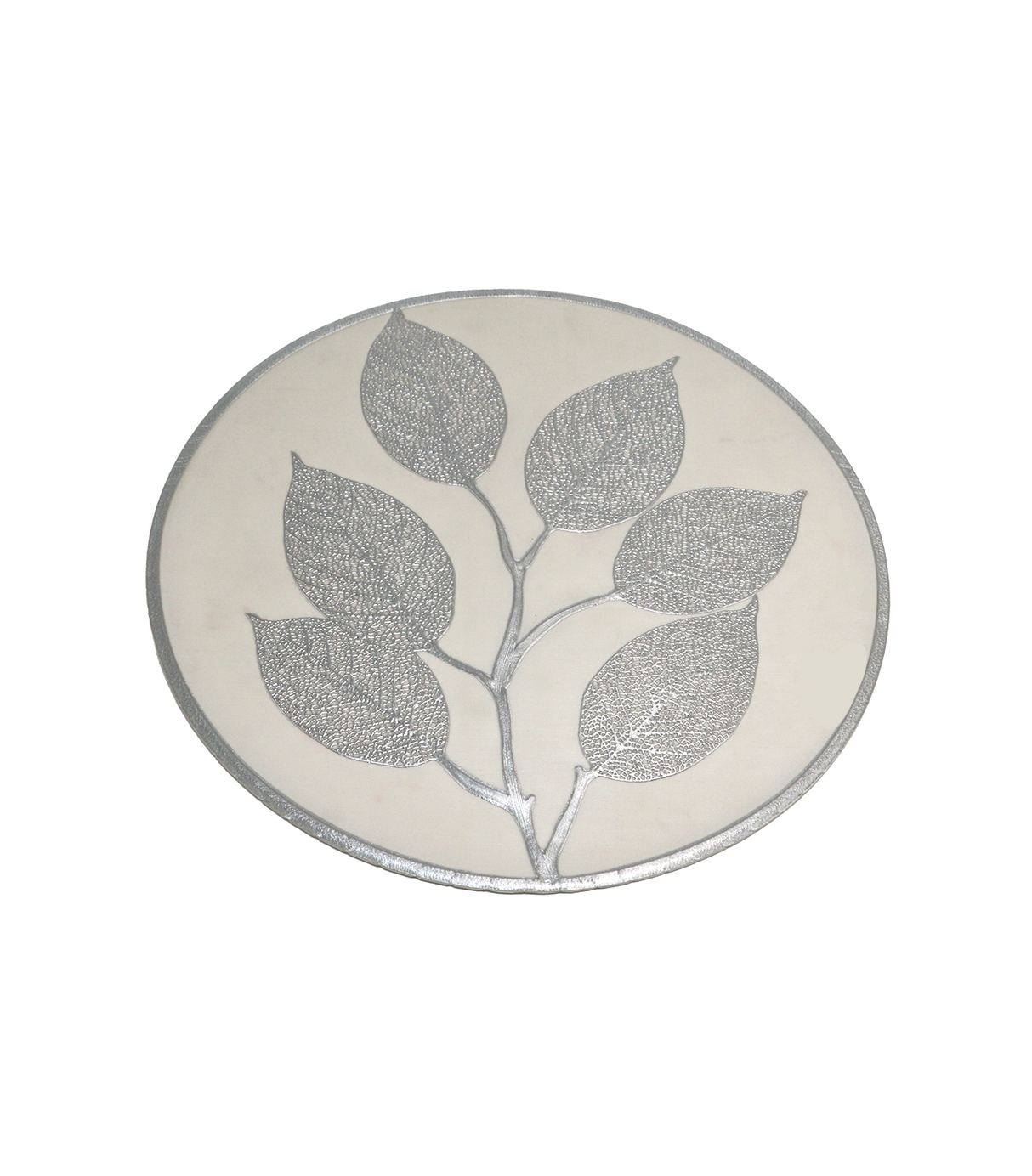 pvc table mat 1pc 38x38cm white & silver leaf china