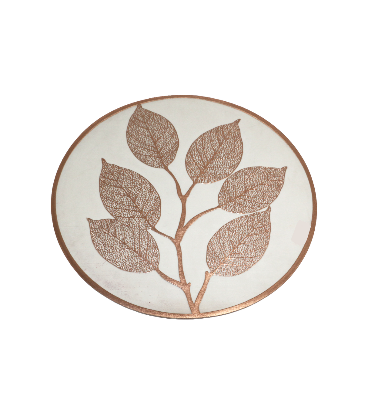 pvc table mat 1pc 38x38cm white & pink leaf china 612-33