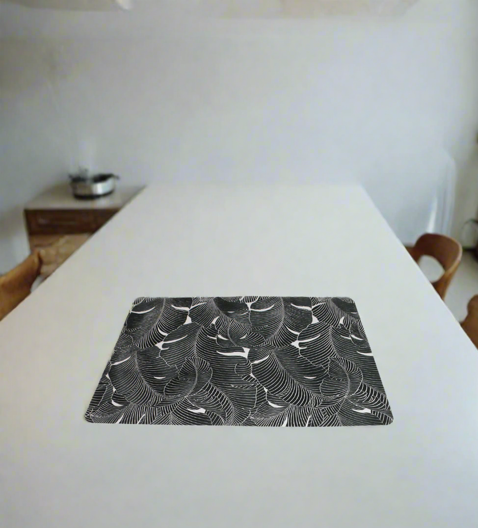 table mat 1pc rect black china