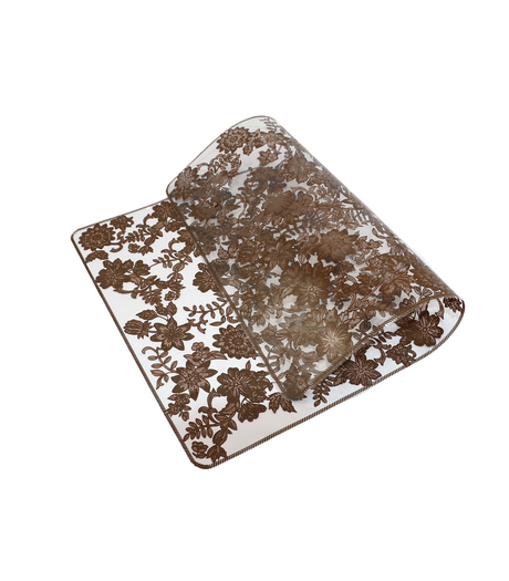 table mat 1pc rect brown china