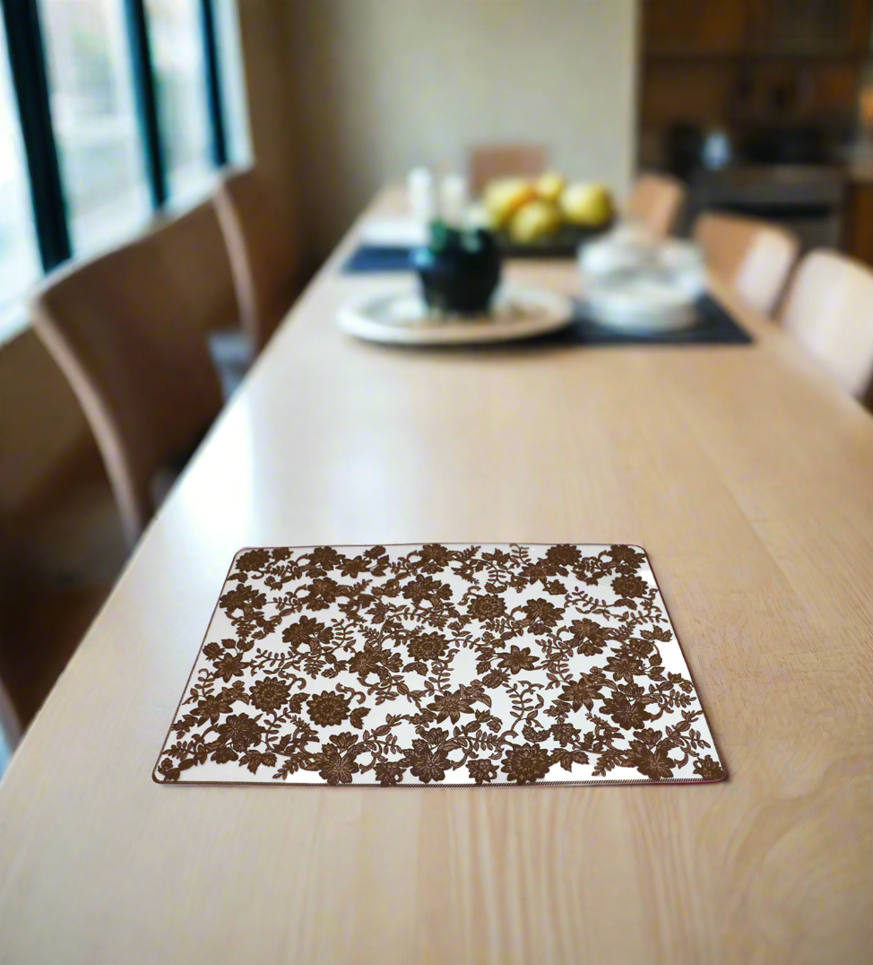table mat 1pc rect brown china