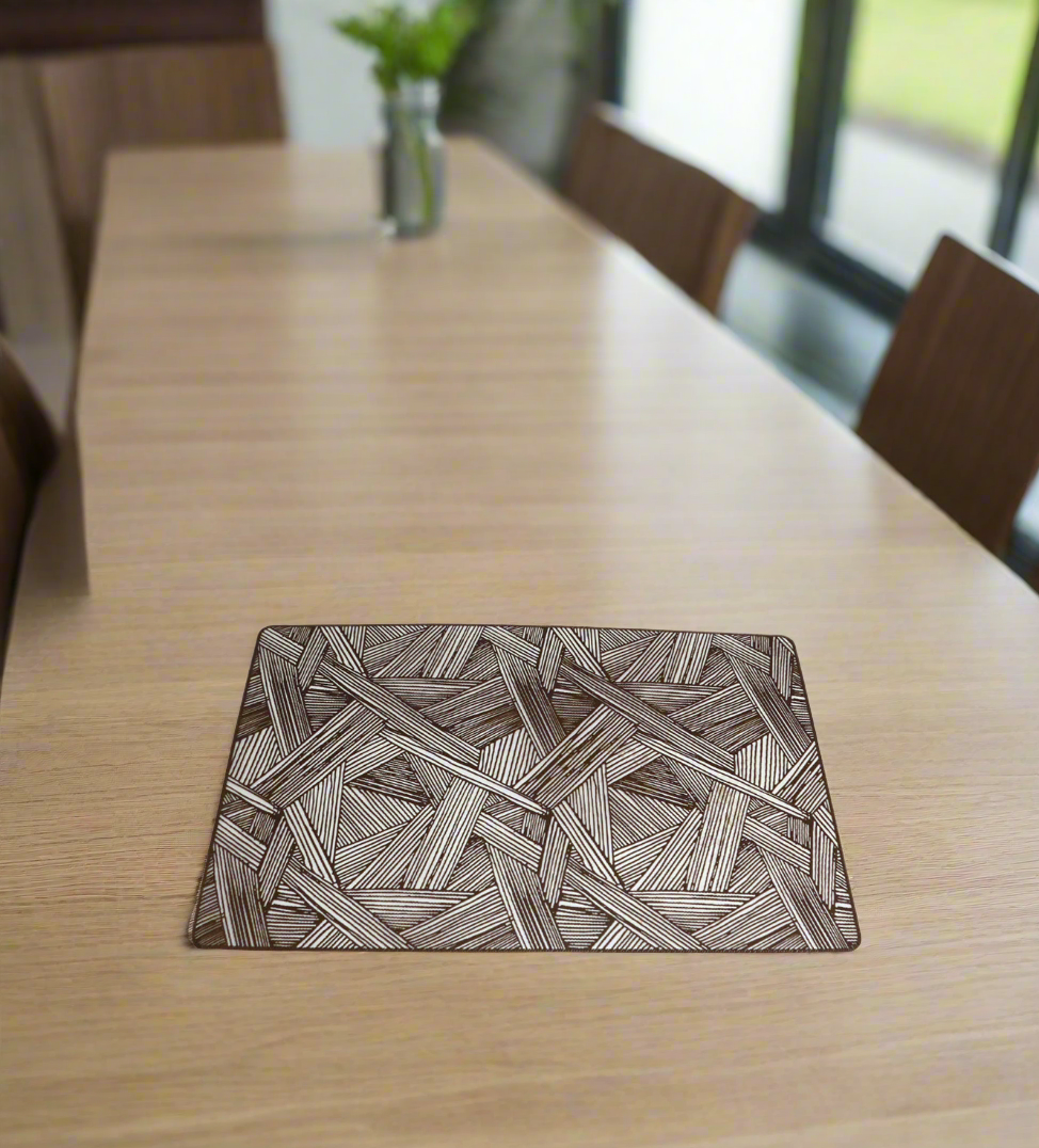 table mat 1pc rect brown china