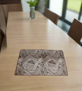 table mat 1pc rect brown china
