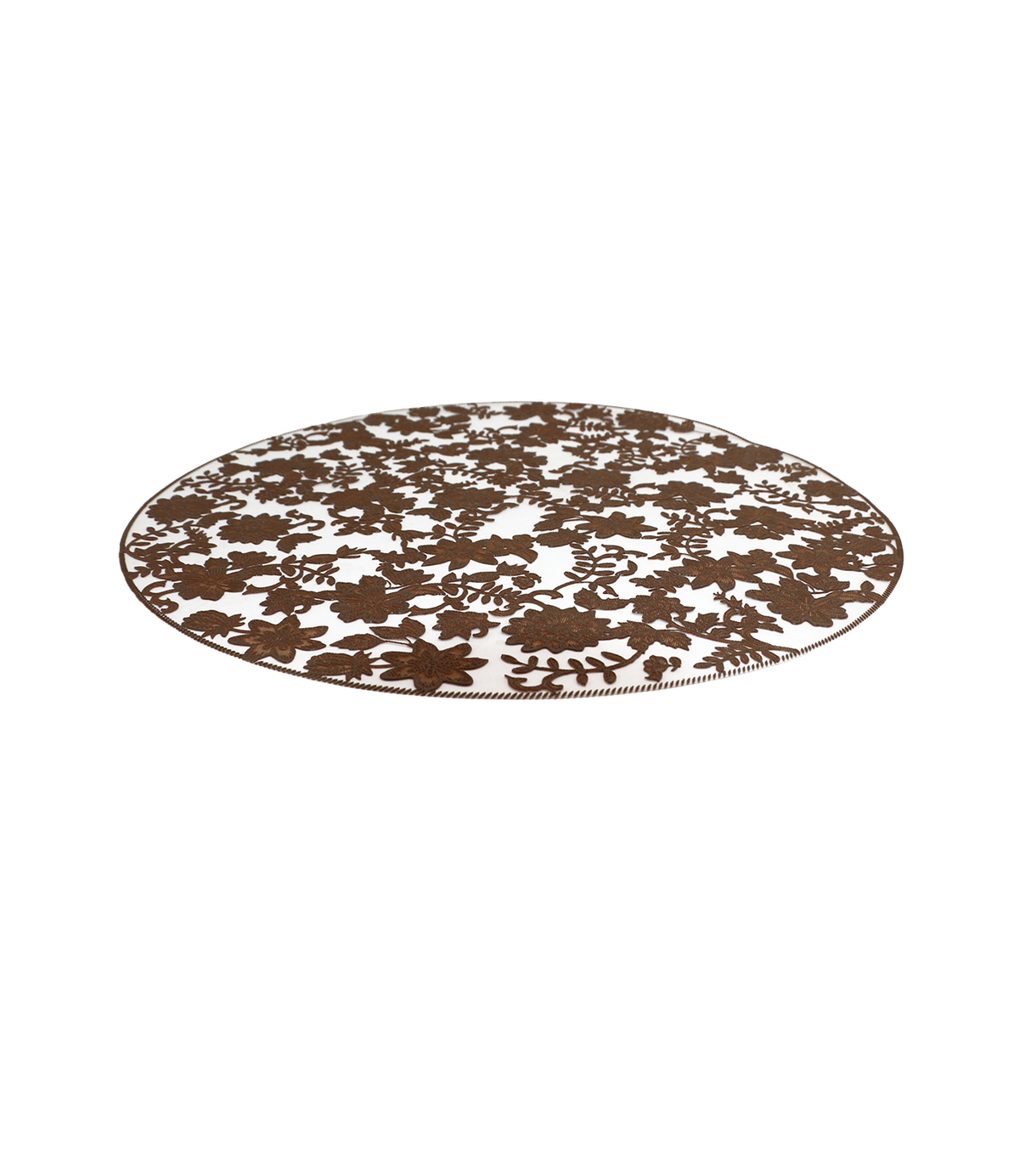 table mat 1pc round brown china