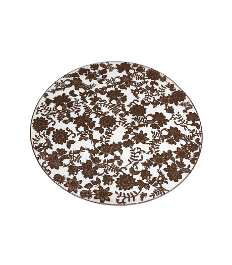 table mat 1pc round brown china