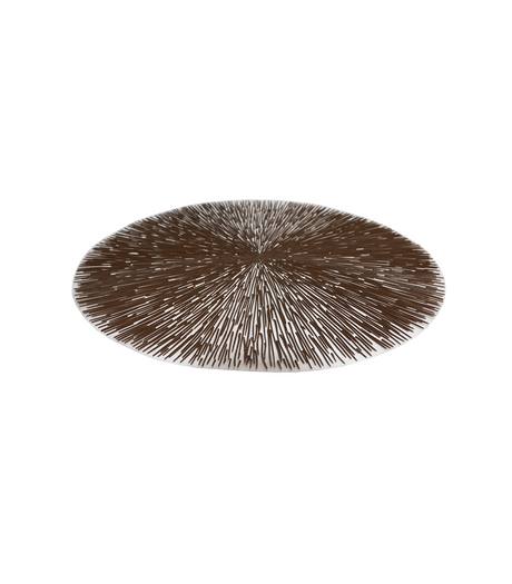 table mat 1pc round brown china