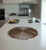 table mat 1pc round brown china
