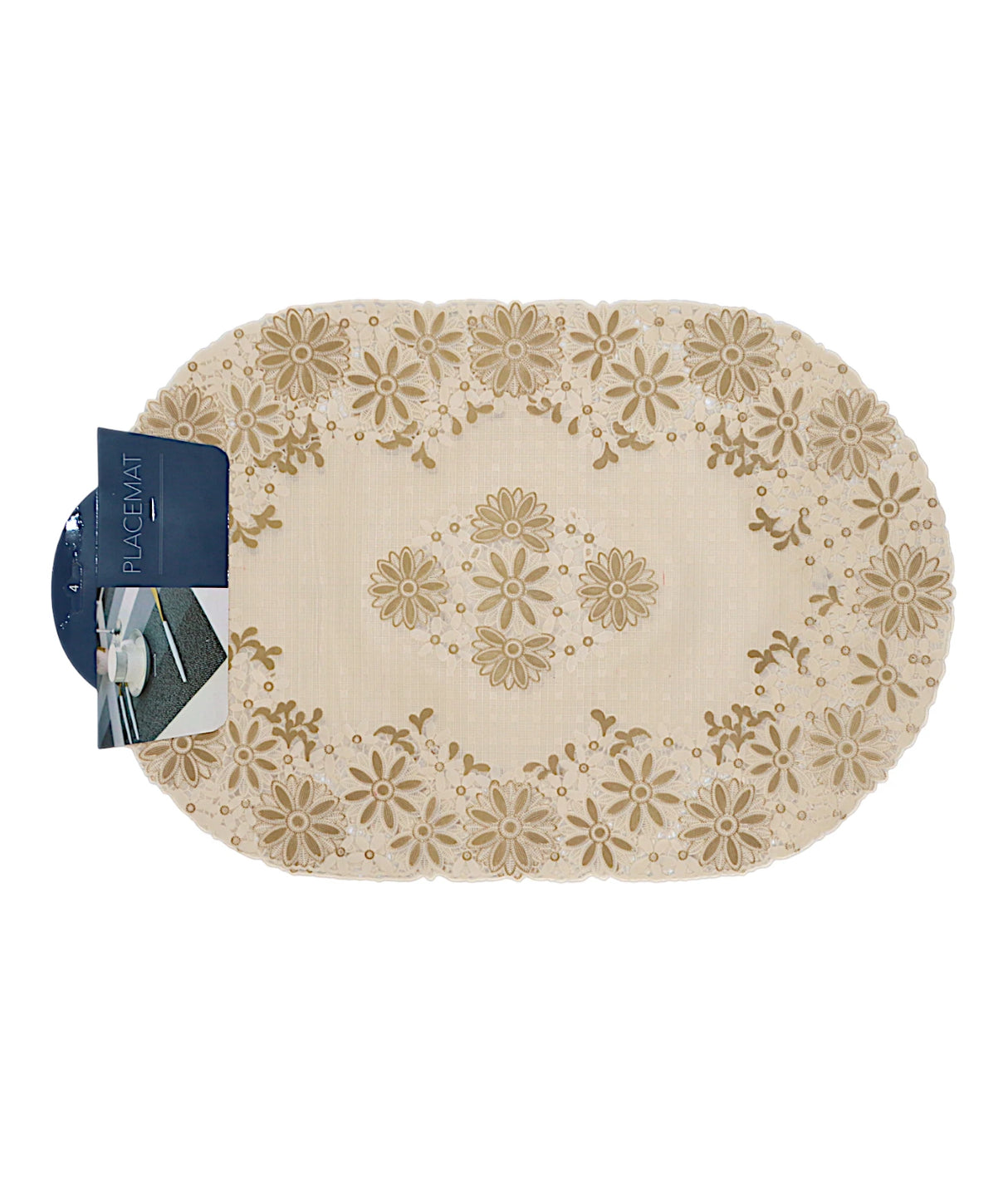 pvc table mat 2pc gold 30x45 oval china