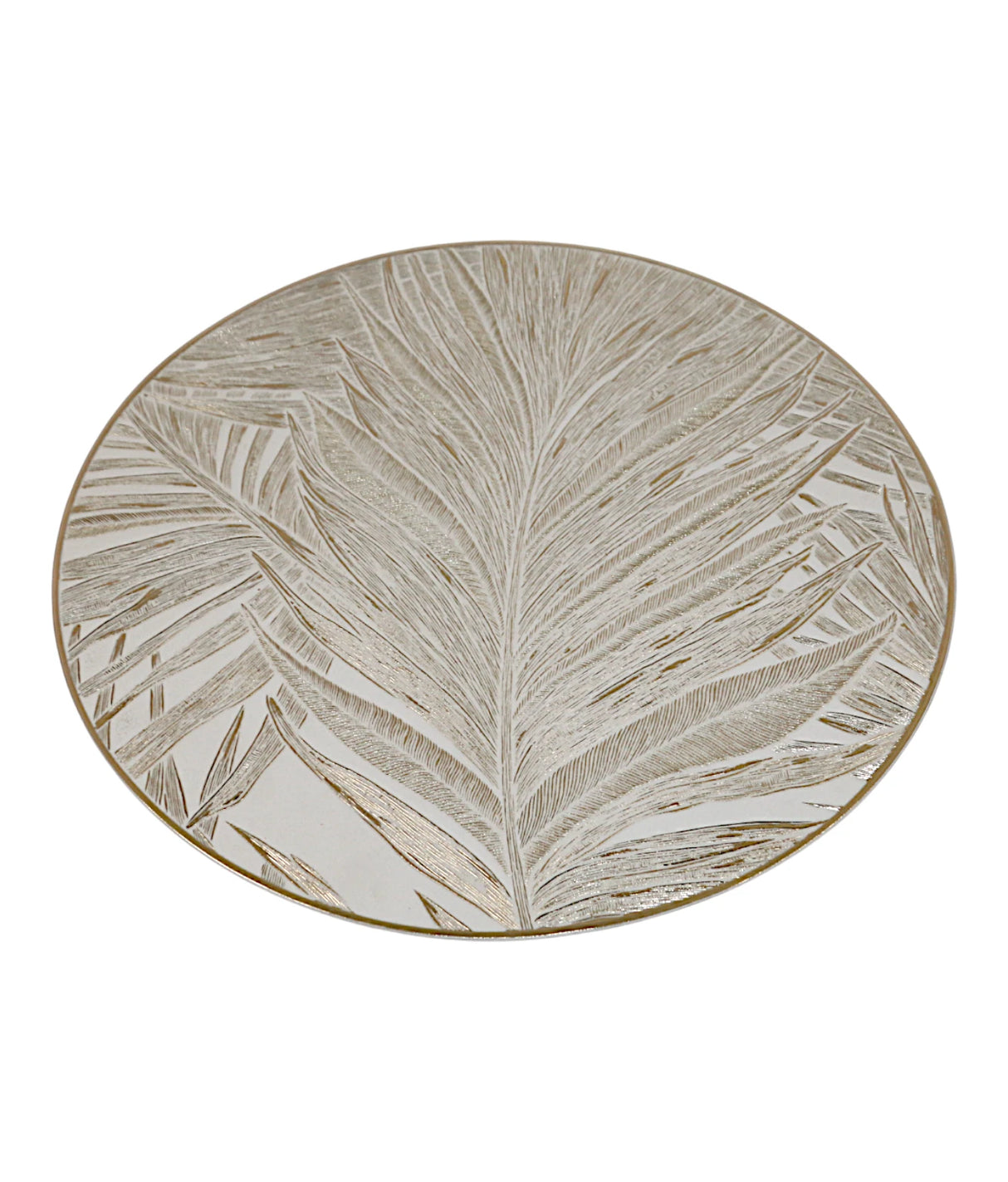 table mat 1pc round leaf golden