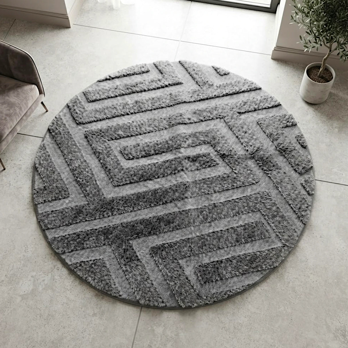 foot mat 95x95 round dark gray s39
