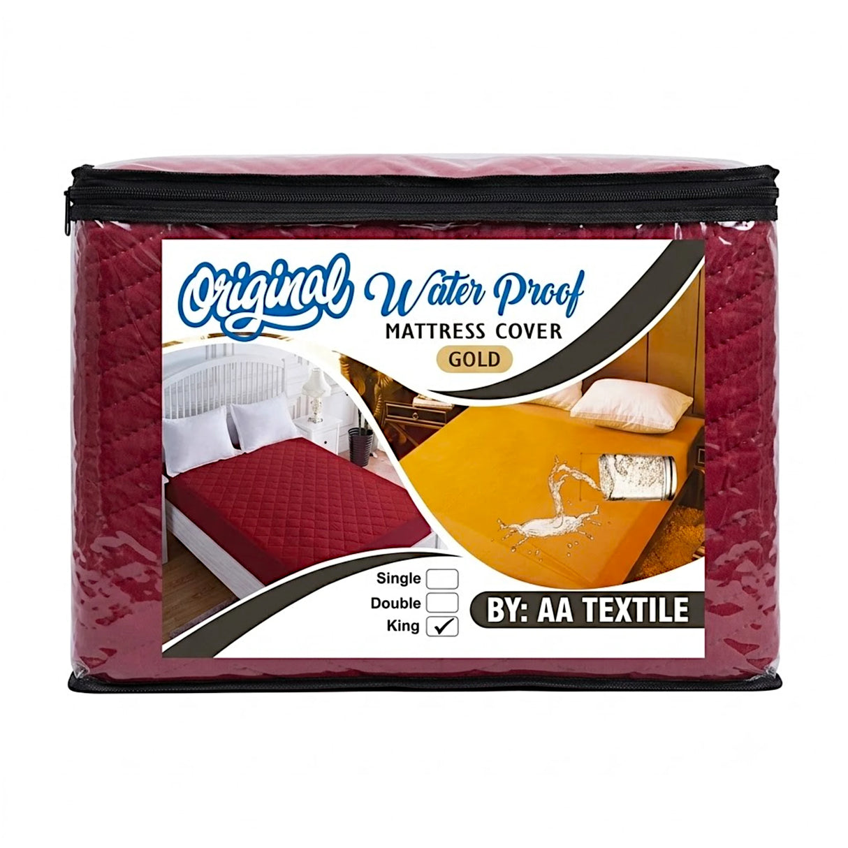 mattress cover maroon king size d599
