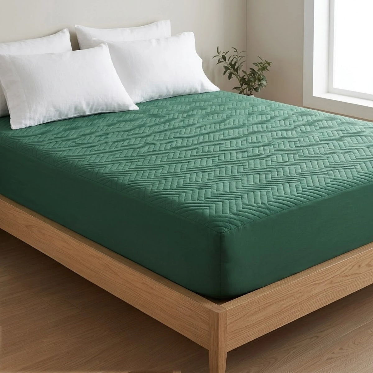 mattress cover green king size d599