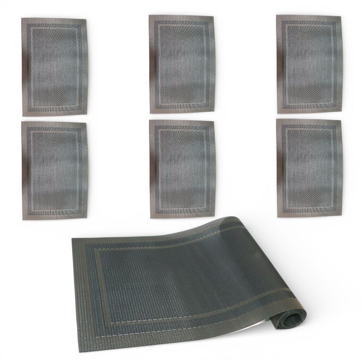 table mat 7pc set brown black