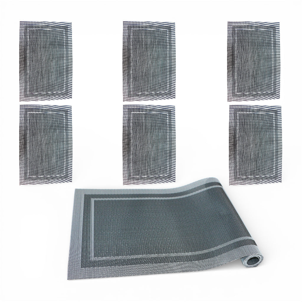 table mat 7pc set white black